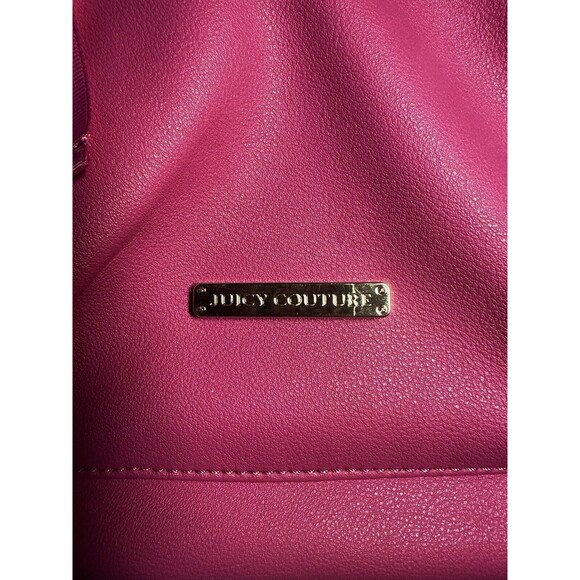 Juicy Couture Pink Crossbody Bag Leather Look Heart Charm Gold Designer Purse - Picture 2 of 7